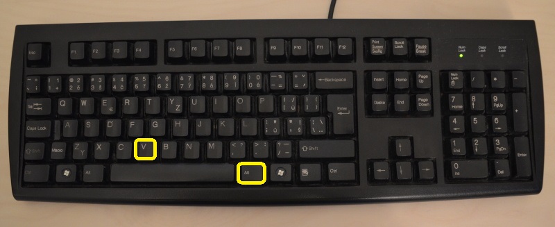 zavináč na klávesnici
