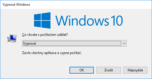 windows10 vypnout