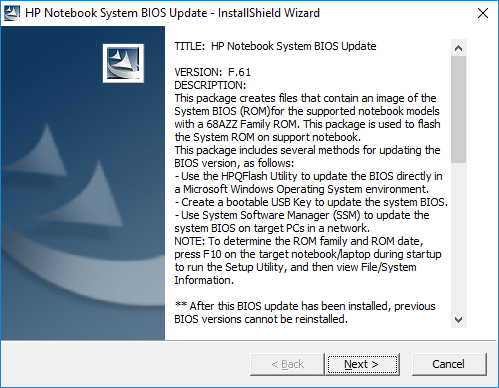Bios update HP 4520 4