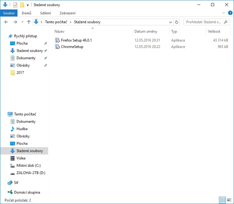 Stažené soubory Windows 10