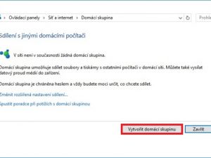 Vytvoření domácí skupiny ve Windows 10