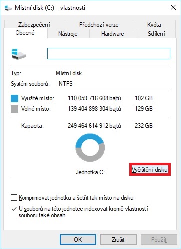 windows.old smazání vyčištění disku 2