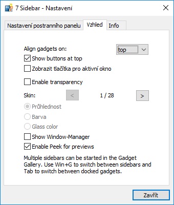 Miniaplikace na plochu Windows 10 10