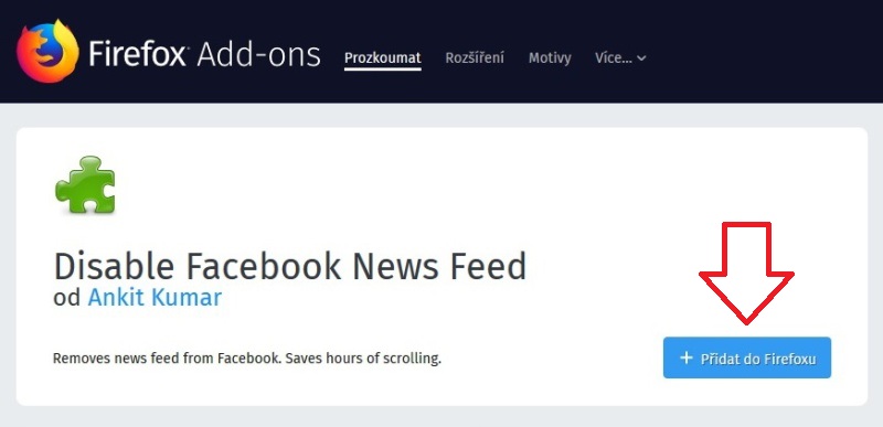 Disable Facebook News Feed Mozilla Firefox