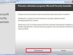 Microsoft Security Essentials pro Windows 7 – odinstalace