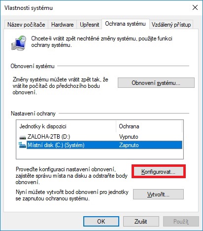 Bod obnovení Windows 10 - 02