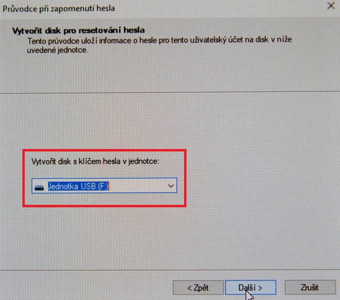 Disk pro resetování hesla ve Windows 10 3