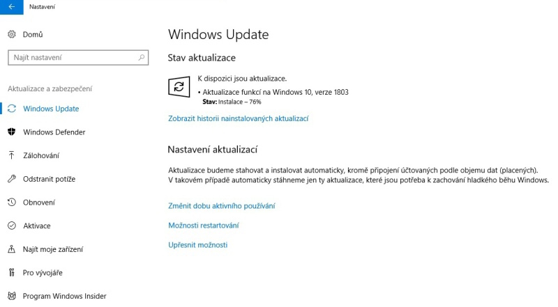 Jarní aktualizace Windows 10 - April update 2018 - 02