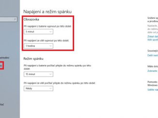Napájení a režim spánku na notebooku ve Windows 10