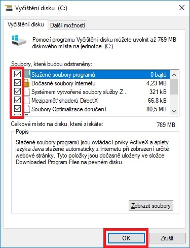 Vyčištění pevného disku ve Windows 10 - 03