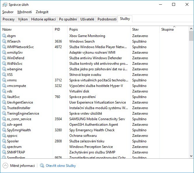 Správce úloh (task manager) Windows 10 - 08
