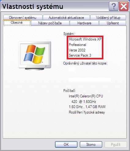 Windows XP aktualizace SP3