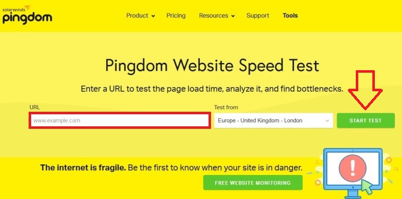 Pingdom Tools - rychlost webu měření