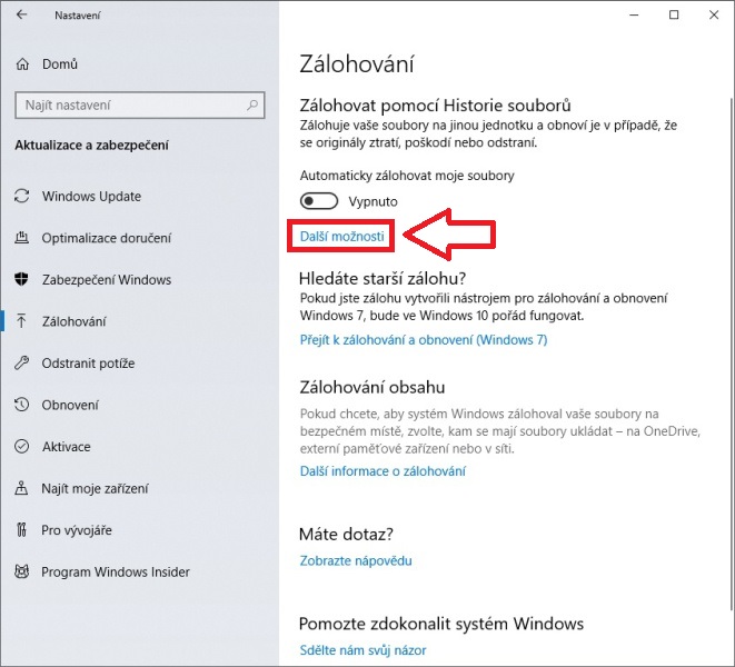 Zálohování Windows 10 - 2