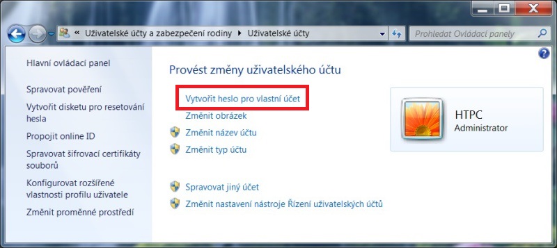 Jak vytvořit heslo ve Windows 7