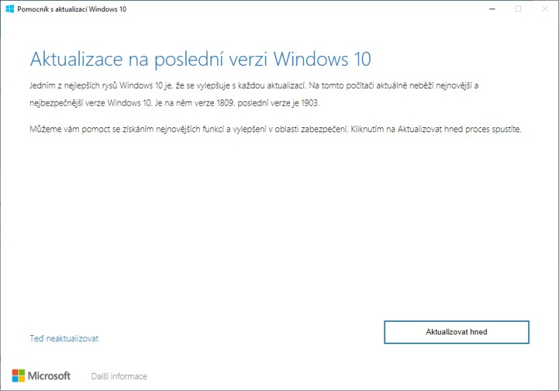 Windows 10 May 2019 update - jarní aktualizace 03
