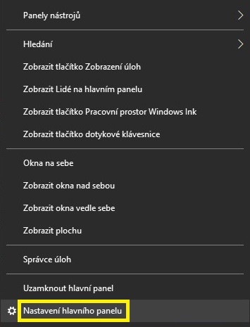 Automatické skrývání hlavního panelu ve Windows 10