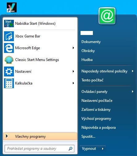 Classic start menu - Windows Aero skin