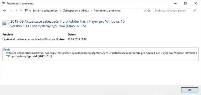Podrobnosti problému Windows 10