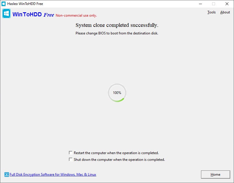 WinToHDD - program na klonování pevného disku zdarma 10