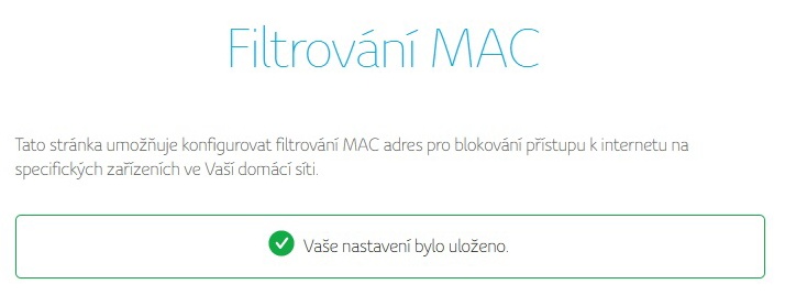 Filtrování mac adresy v routeru Compal 4
