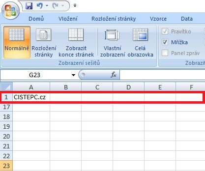 Ukotvení řádku v Excelu 2