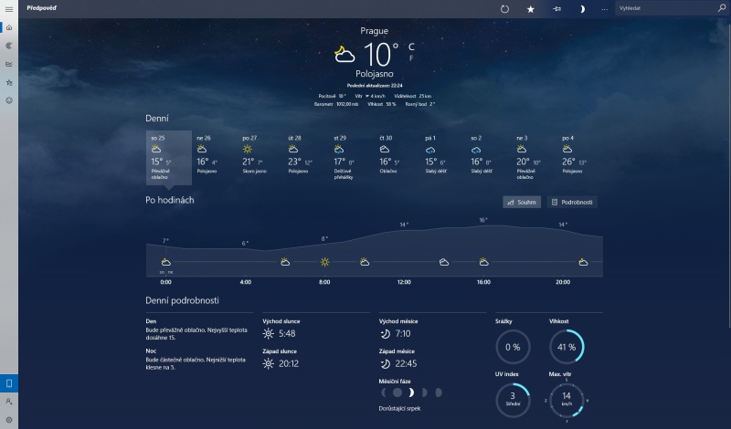 Předpověď počasí Windows 10 - 2