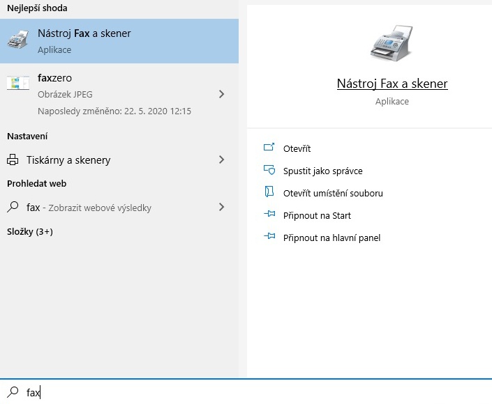 Nástroj fax a skener ve Windows 10