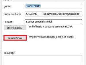 Jak zmenšit velikost datového souboru PST v Outlooku