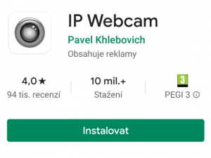 IP webcam. A z mobilu je kamera do pc