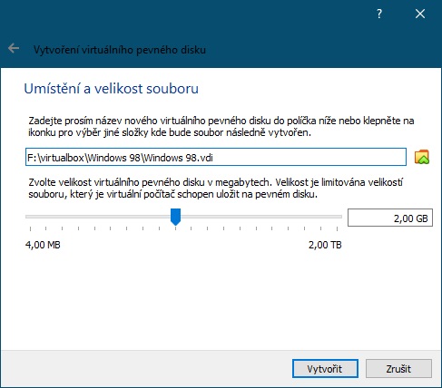Virtualbox instalace Windows 98 06