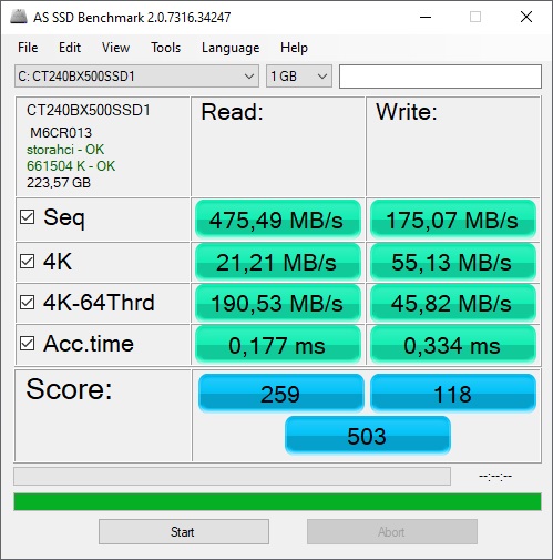 AS SSD benchmark 240GB SSD