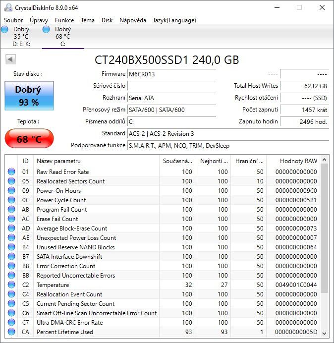 CrystalDiskInfo 240GB SSD