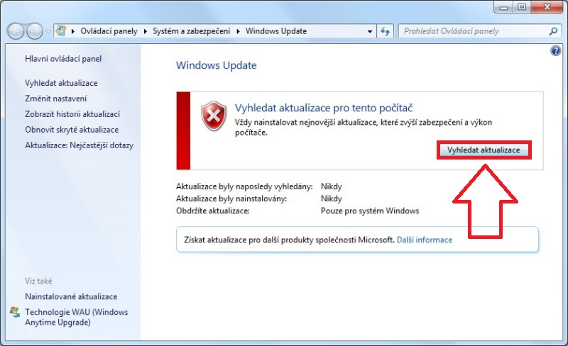 Chyba 80072EFE Windows 7 update 5