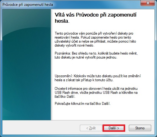 Disk pro resetování hesla Windows 7 - 2