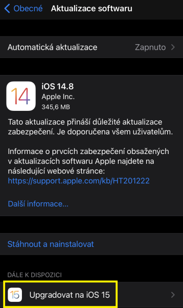 Jak aktualizovat iPhone iOS 3
