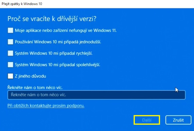 Návrat k Windows 10 z Win 11 - 4