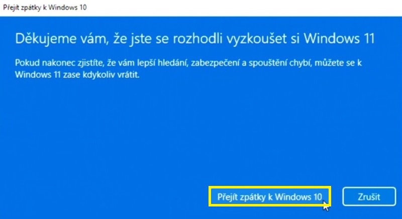 Návrat k Windows 10 z Win 11 - 8