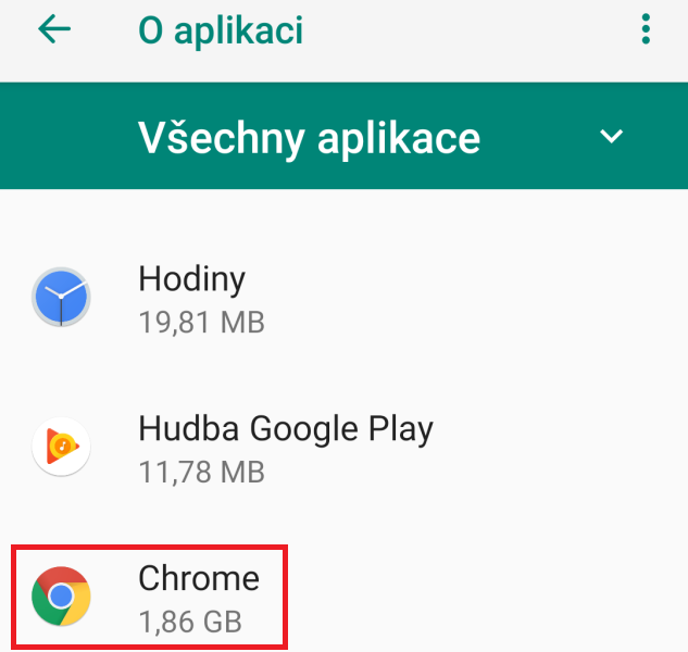 Google Chrome v mobilu android