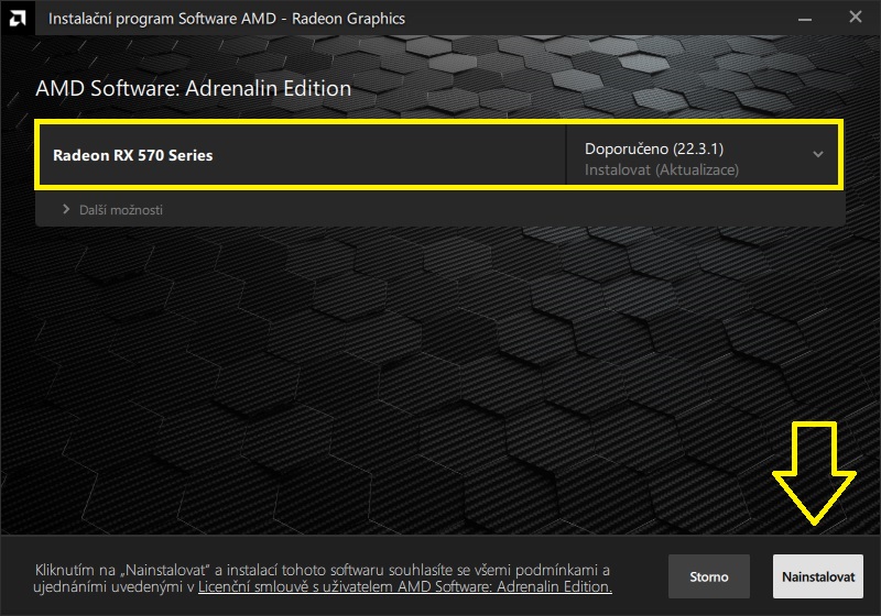 Aktualizace ovladače grafické karty AMD Radeon 3