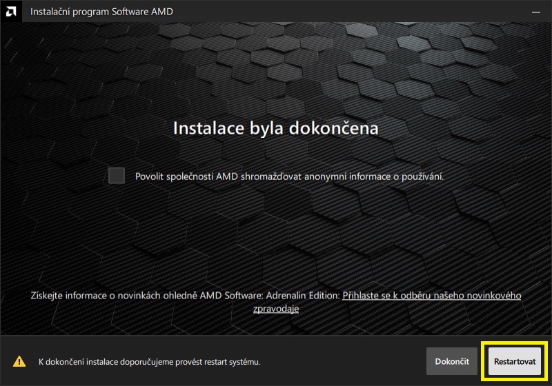 Aktualizace ovladače grafické karty AMD Radeon 5