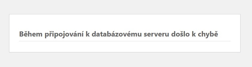 Během připojování k databázovému serveru došlo k chybě