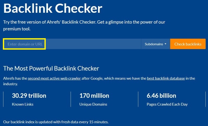 Ahrefs backlinks checker