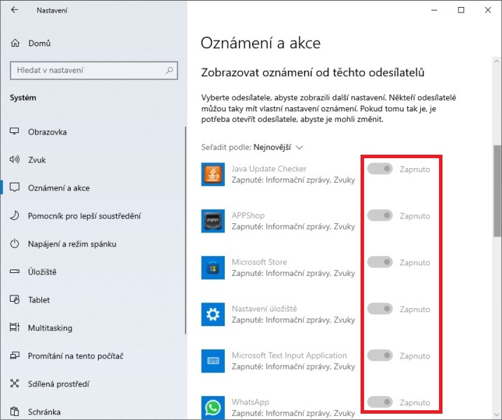 JAk vypnout oznámení aplikací Windows 10 - 2