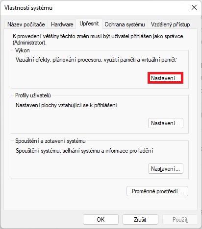 Windows 11 vlastnosti systému