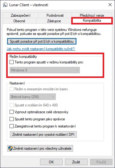 Režim kompatibility Windows 10