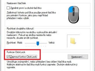 Funkce ClickLock u myši ve Windows 10
