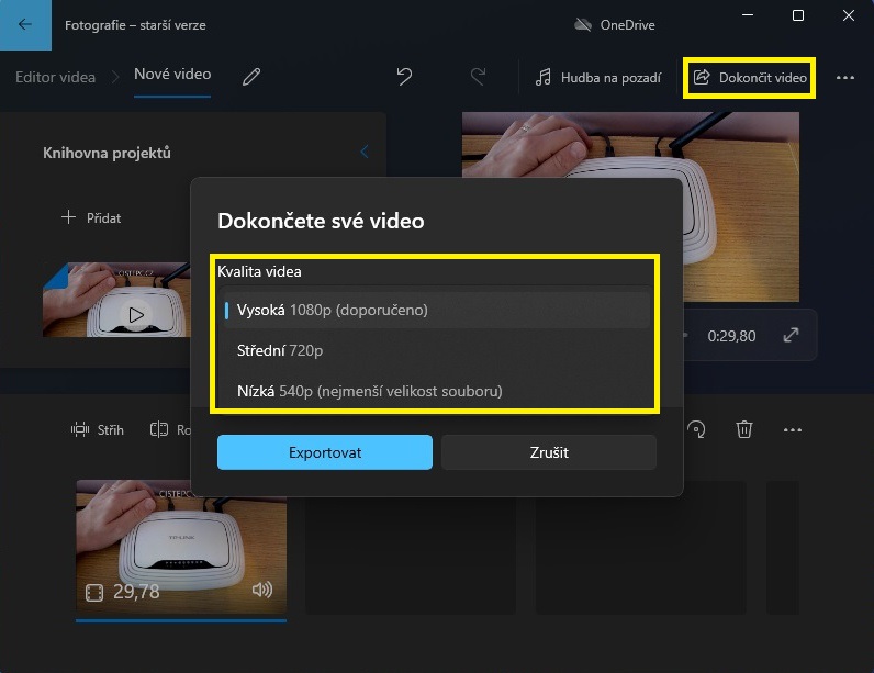 Jak zmenšit velikost videa ve Windows