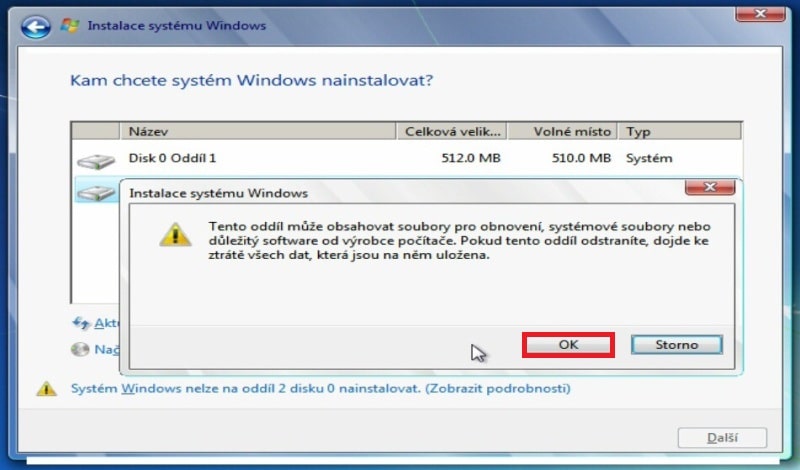 Instalace Windows 7 - 8