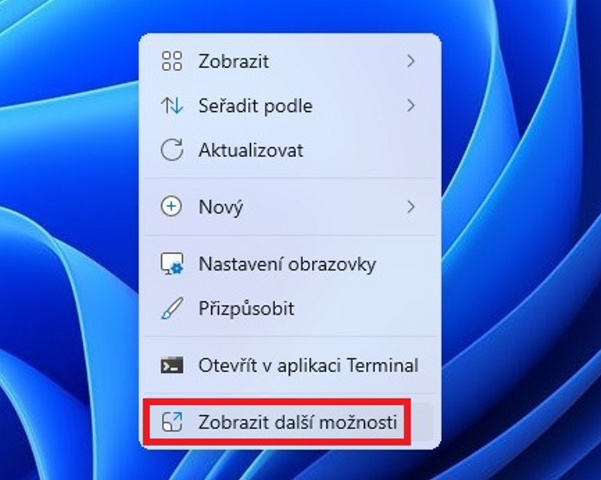 Ovládací panely v kontextovém menu Windows 7